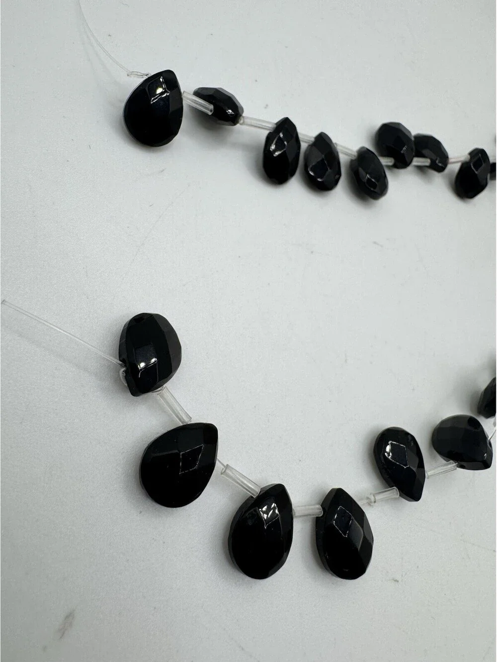 2 Strand Of 16 (32 Total) Black Onyx Faceted Beads - NOS